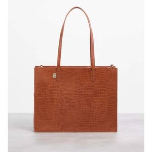 BEIS Work Tote in Cognac Croc